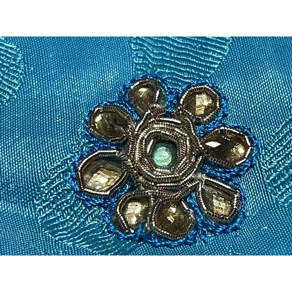 Heavy Embellished Punjabi Kurti Aqua Blue Zardozi Stone Tunic Kameez 19x30 - Picture 10 of 12